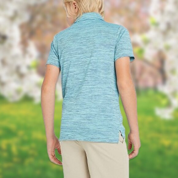 NWT Turquoise Green Striped Golf Polo Shirt - Boys Size XL (16) - All in Motion - Picture 3 of 4